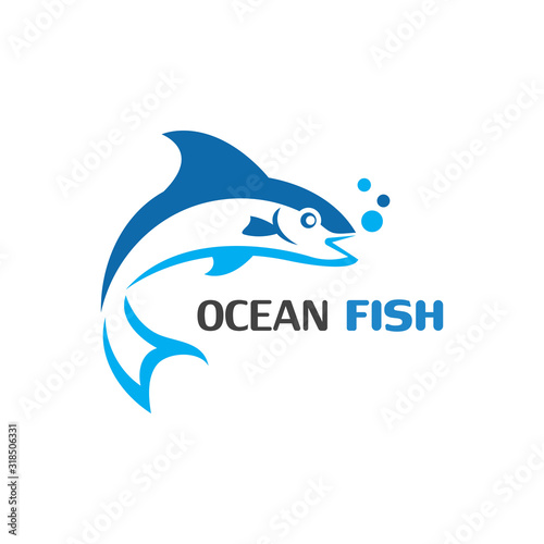 Ocean Fish logo template. Creative vector symbol of fishing club