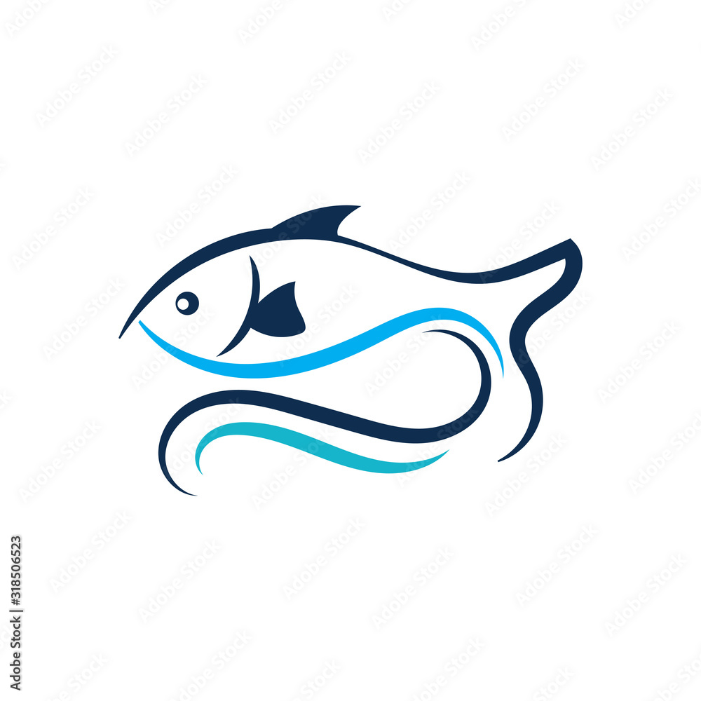 Ocean Fish logo template. Creative vector symbol of fishing club Ocean Fish logo template. Creative vector symbol of fishing club