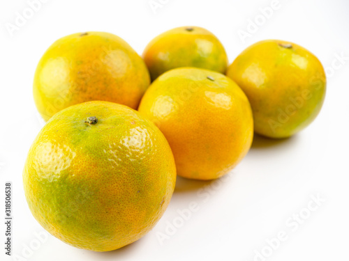 Orange fruit background , Citrus reticulata Blanco on white backgrond