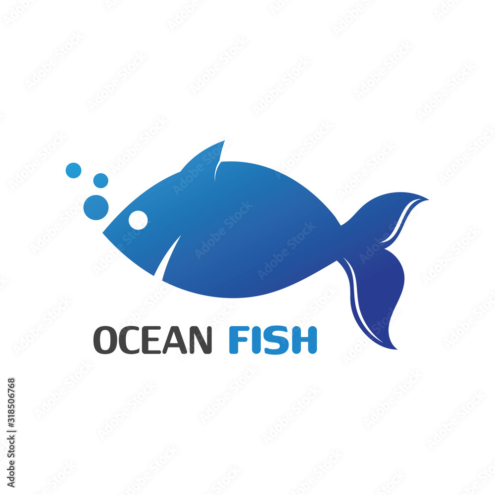 Fototapeta premium Ocean Fish logo template. Creative vector symbol of fishing club