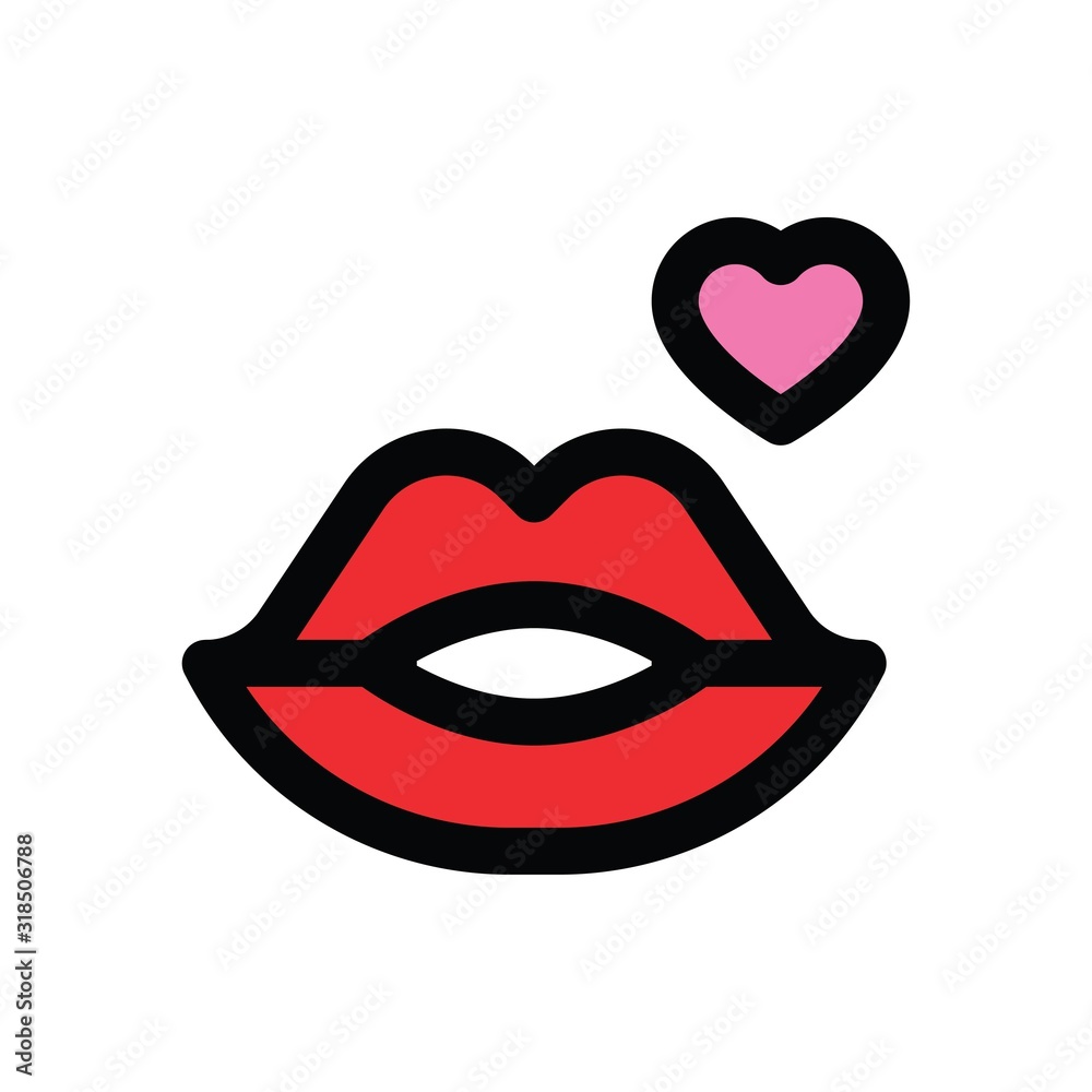 valentine related love and romance kiss with heart vector with editable stroke valentine related love and romance kiss with heart vector with editable stroke