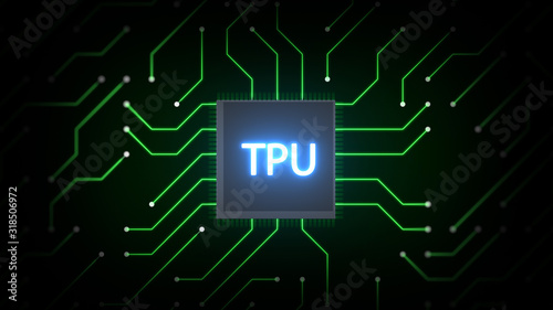TPU (Tensor processing unit) Chip and Circuit Board, Semiconductor Technology Concept