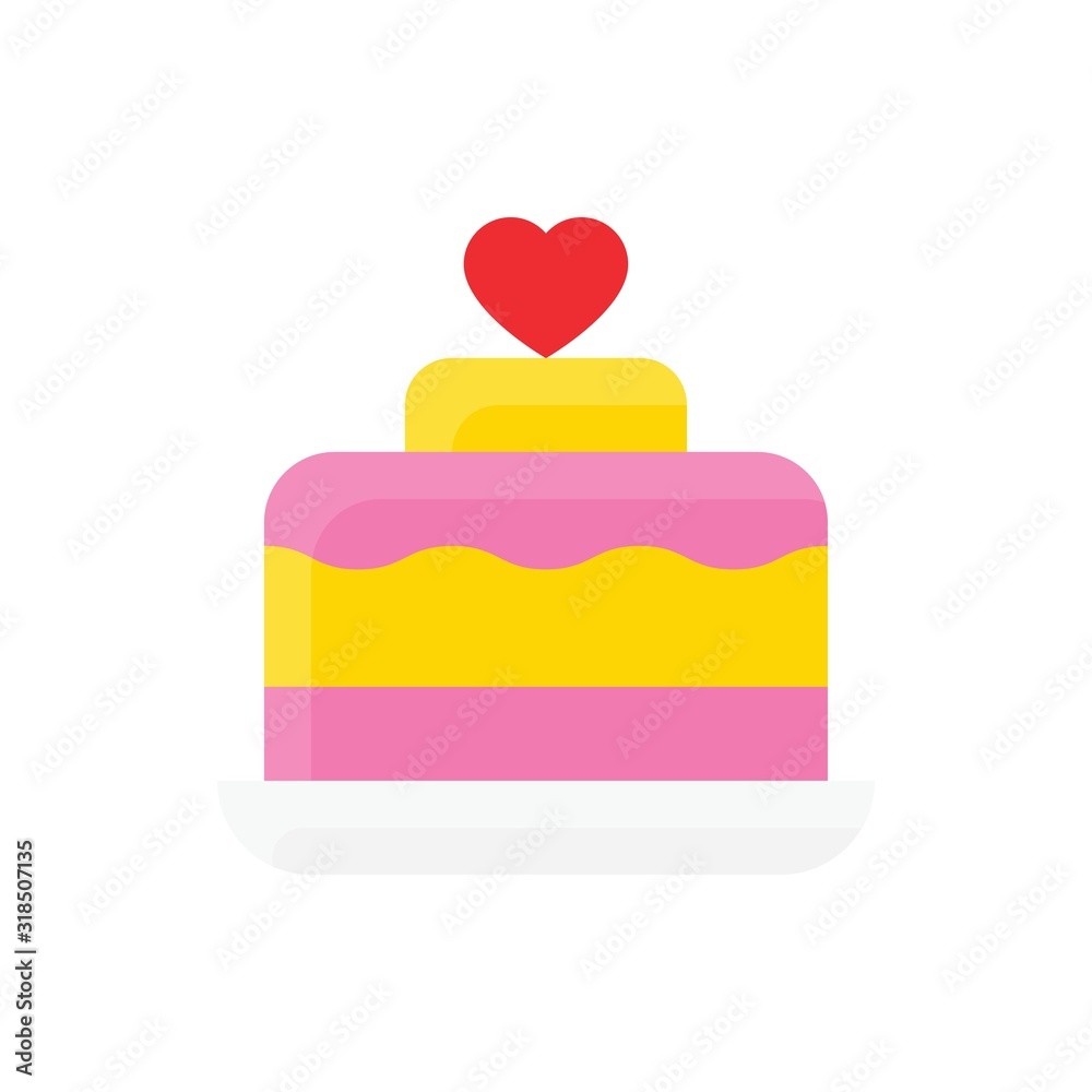 love and romance cake related to valentine day vector in flat design love and romance cake related to valentine day vector in flat design