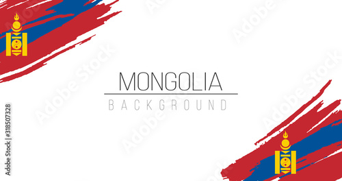 Mongolia flag brush style background with stripes. Stock vector illustration isolated on white background.