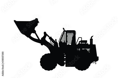 Wheel loader silhouette vector