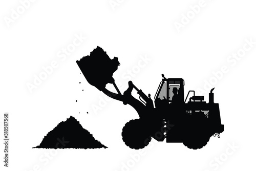 Wheel loader silhouette vector