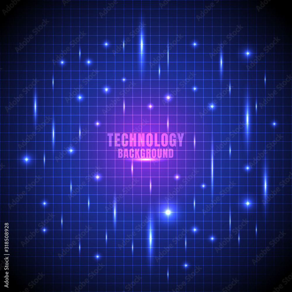 Abstract technology futuristic glow line grid with laser light blue background.