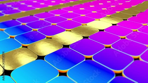 Abstract 3d rendering, animated background with moving geometric shapes.  Seamless 4k video.	
