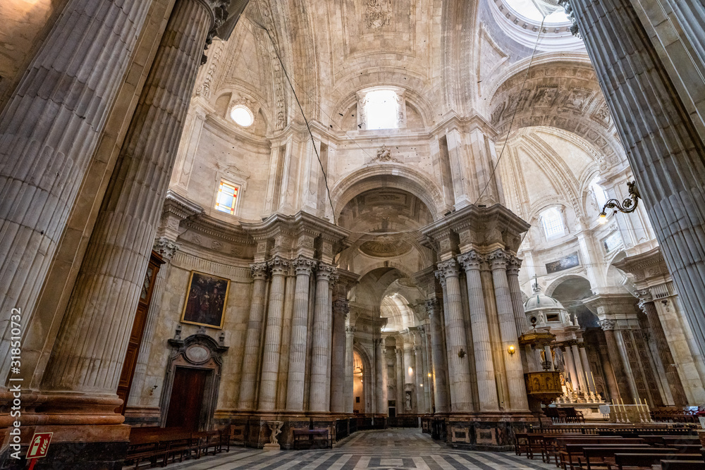 Interior of Cadiz Cathedral, Catedral de Santa Cruz de Cadiz, Spain