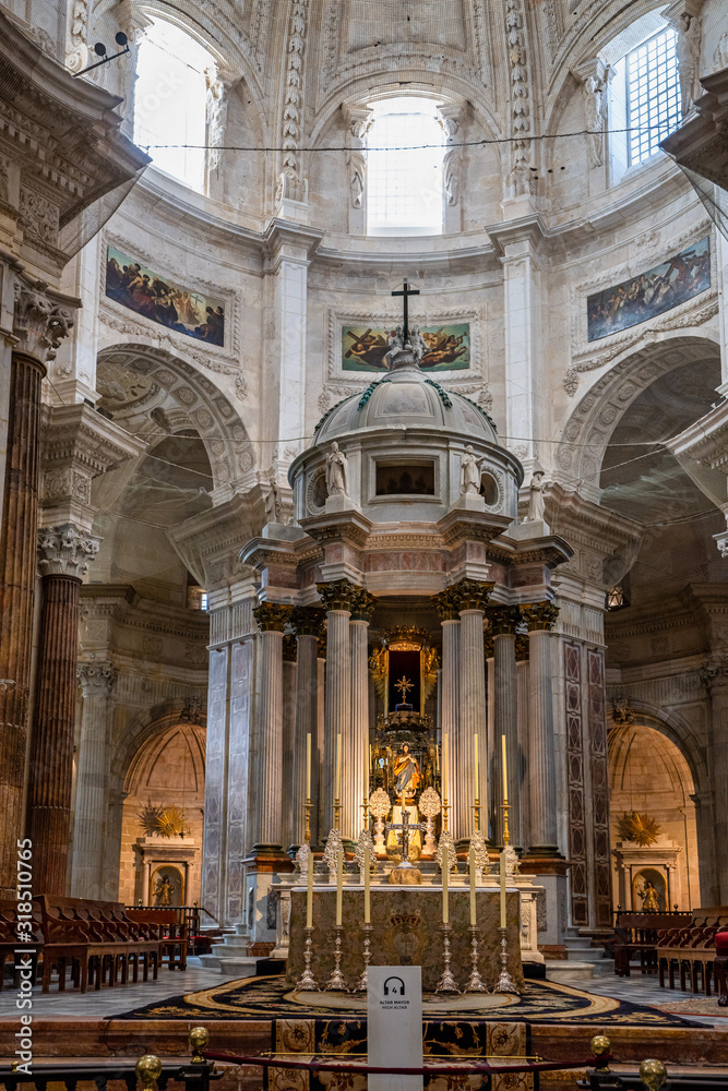 Interior of Cadiz Cathedral, Catedral de Santa Cruz de Cadiz, Spain