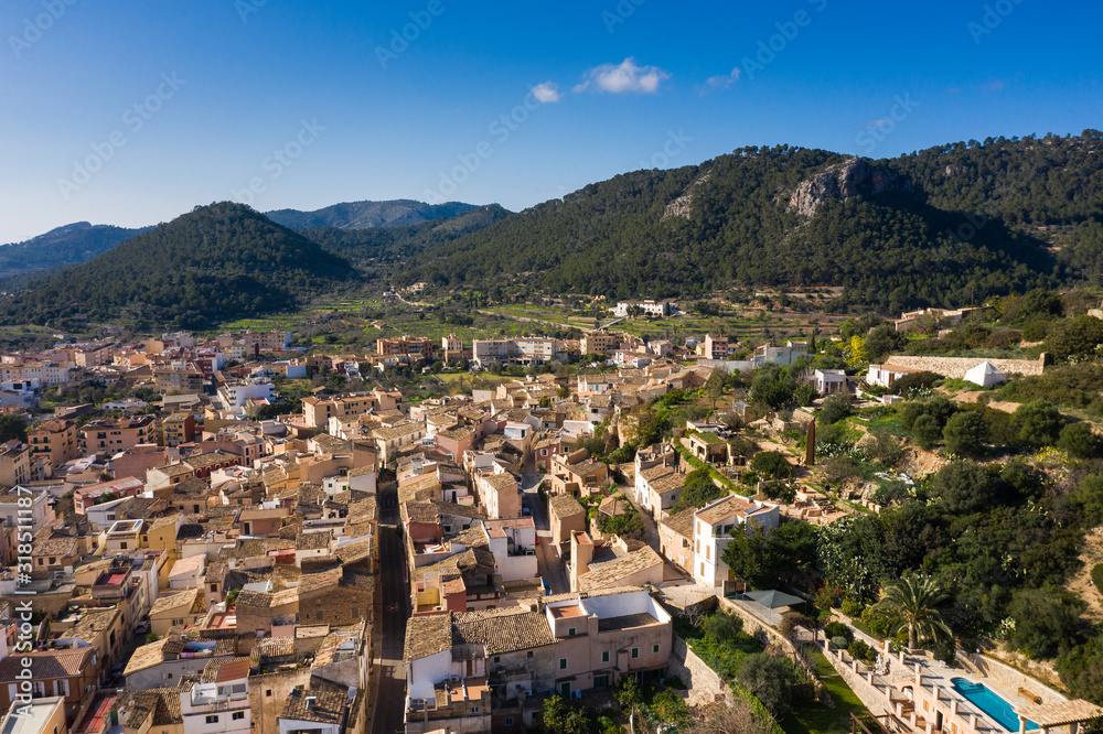 Aerial: The old town of Andratx