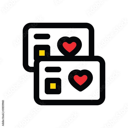 valentine related love and romance hearts on card vector with editable stroke