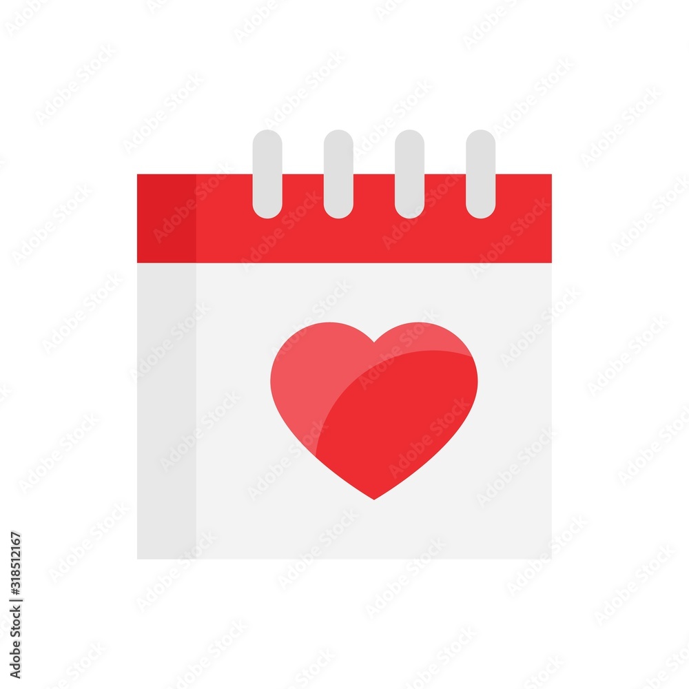 valentine related love and romance heart on calendar vector in flat design valentine related love and romance heart on calendar vector in flat design