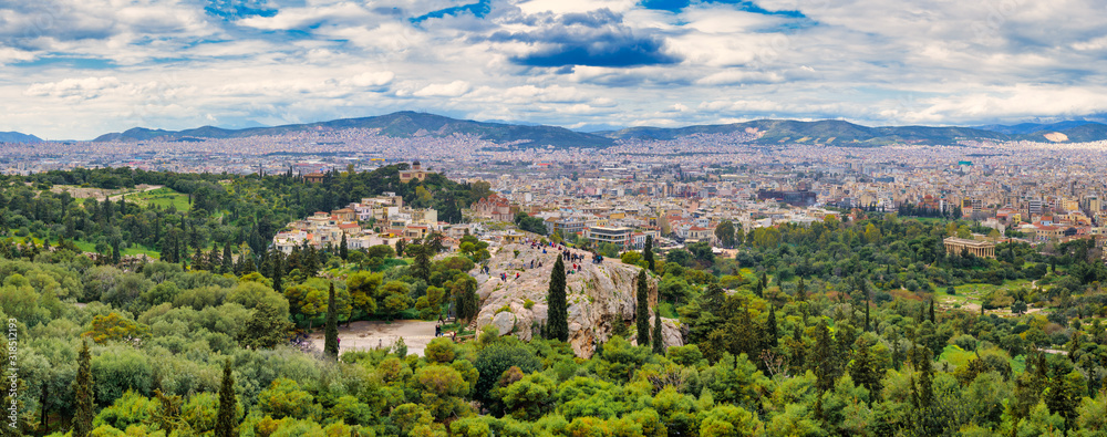 ATHENS,GREECE/MARCH 29,2015:The panoramic view of Athens from the top