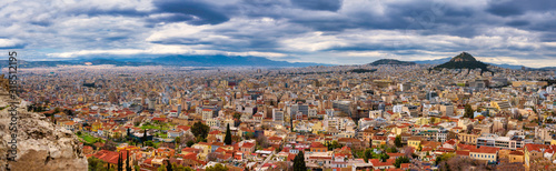 ATHENS,GREECE/MARCH 29,2015:The panoramic view of Athens from the top