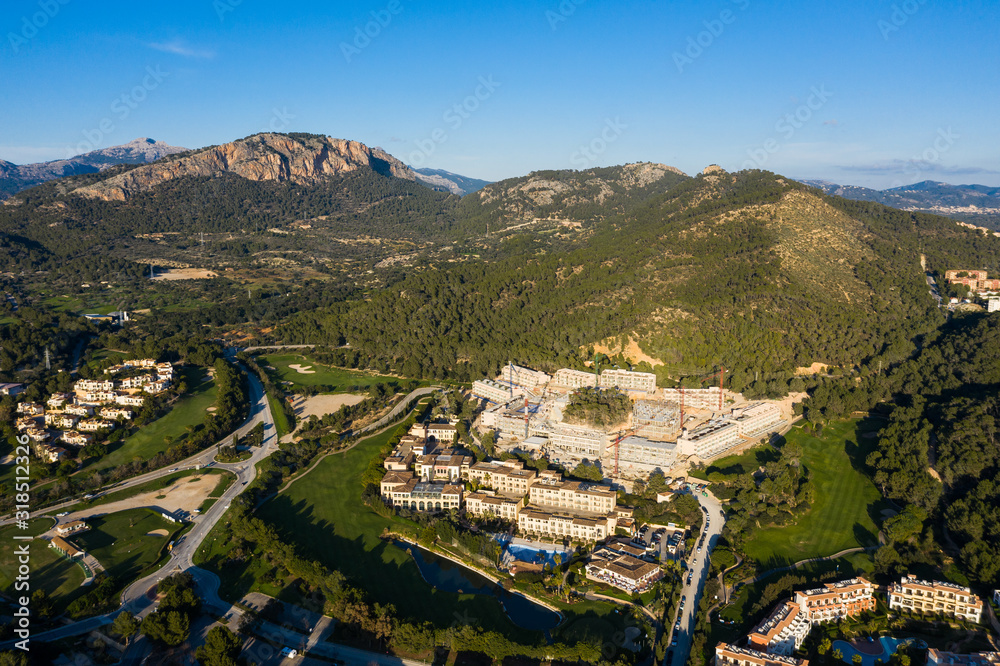 Aerial view of the construction of new hotel in Camp de Mar