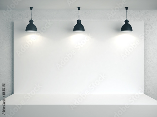 Fototapeta Naklejka Na Ścianę i Meble -  White room with blank poster on wall