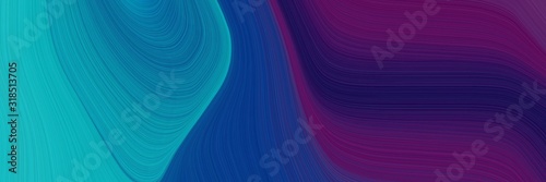 colorful banner design with light sea green, very dark violet and very dark magenta colors. dynamic curved lines with fluid flowing waves and curves