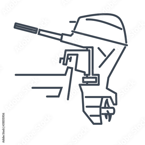 Thin line icon outboard engine boat motor