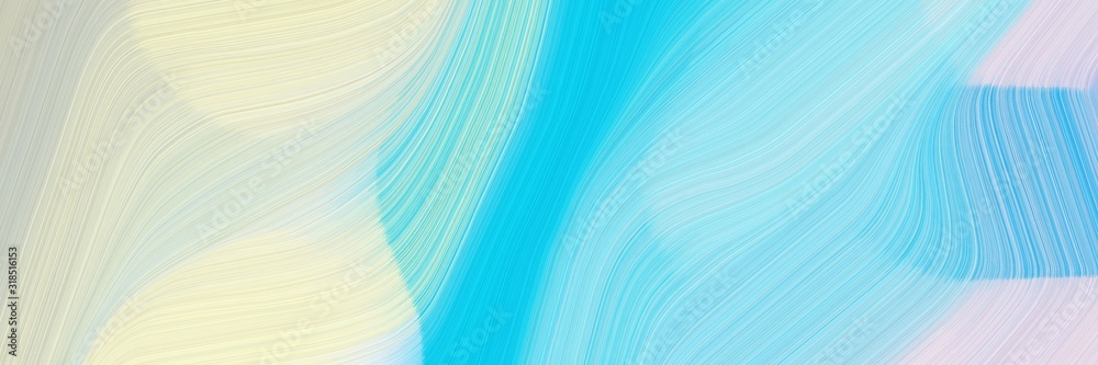 surreal banner design with light gray, bright turquoise and sky blue colors. dynamic curved lines with fluid flowing waves and curves - obrazy, fototapety, plakaty 
