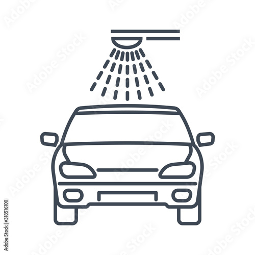 Thin line icon car washing