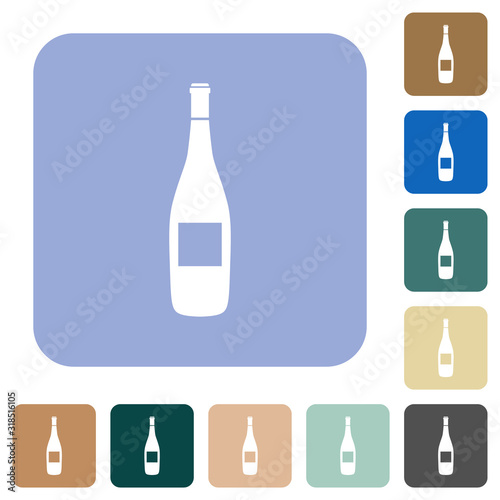 Wine bottle with label rounded square flat icons