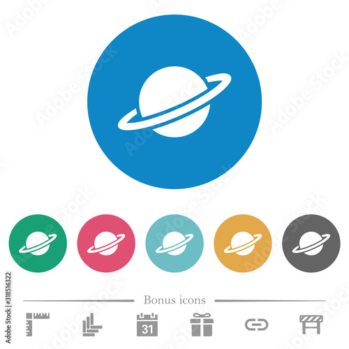 Planet flat round icons