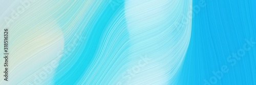 flowing horizontal banner with powder blue, deep sky blue and medium turquoise colors. dynamic curved lines with fluid flowing waves and curves