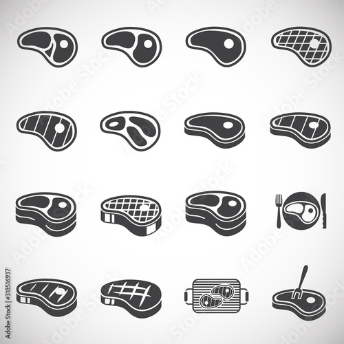 Steak related icons set on background for graphic and web design. Creative illustration concept symbol for web or mobile app