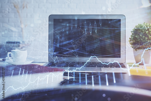 Wallpaper Mural Forex market chart hologram and personal computer background. Double exposure. Concept of investment. Torontodigital.ca