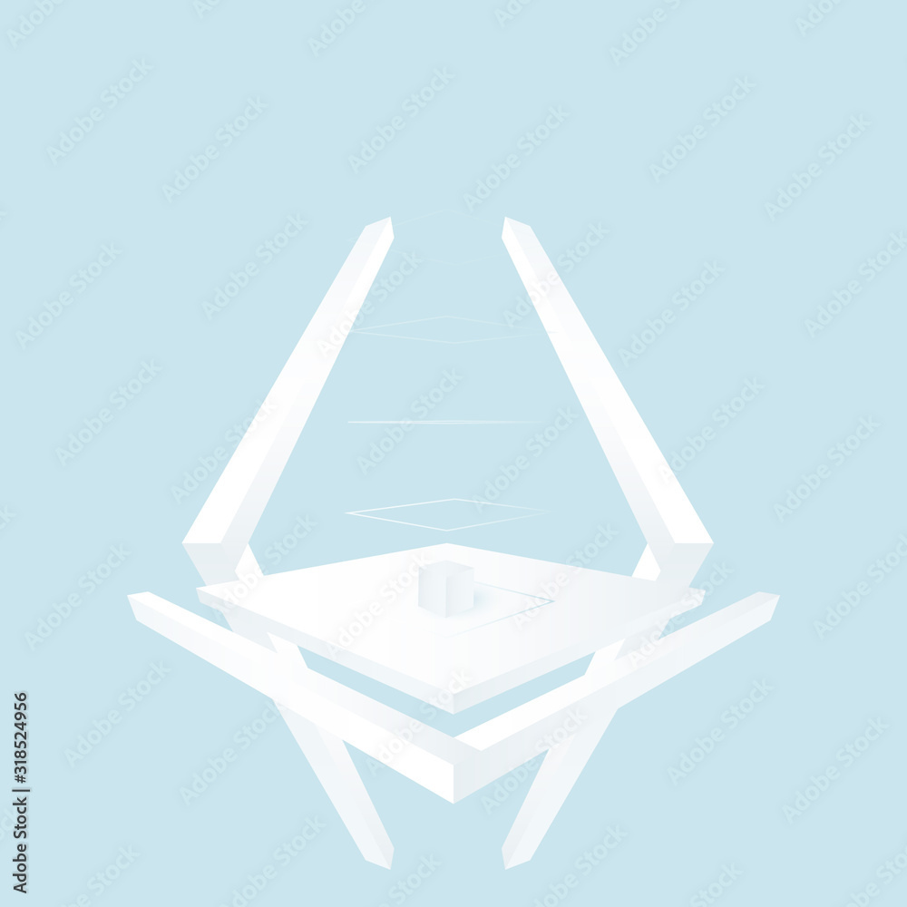 White 3d platform cube and frames. Abstract composition for design.Vector elements.
