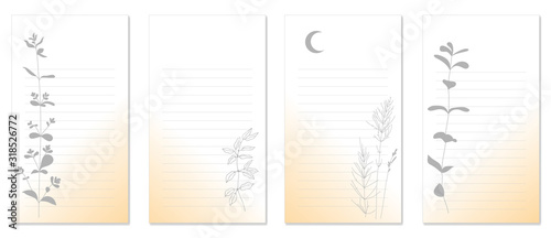 Vector set of paper for notes. Lined pages with space for text. © superpolis
