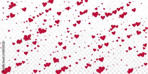 Fototapeta Naklejka Na Ścianę i Meble -  Red heart love confettis. Valentine's day falling 