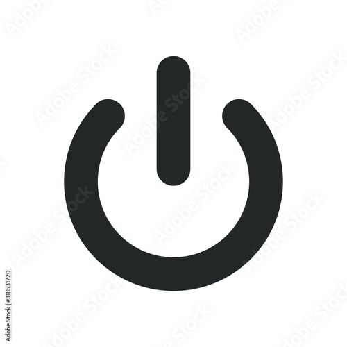 Power button icon. Flat on off switch symbol. Black start sign silhouette. Vector illustration image. Isolated on white background.