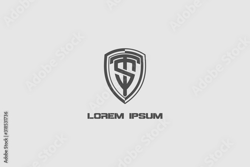 letter T an S with shield shape simple logo vector template