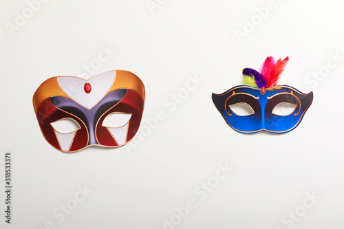 Concept of Carnival festival, Carnival mask on white background 