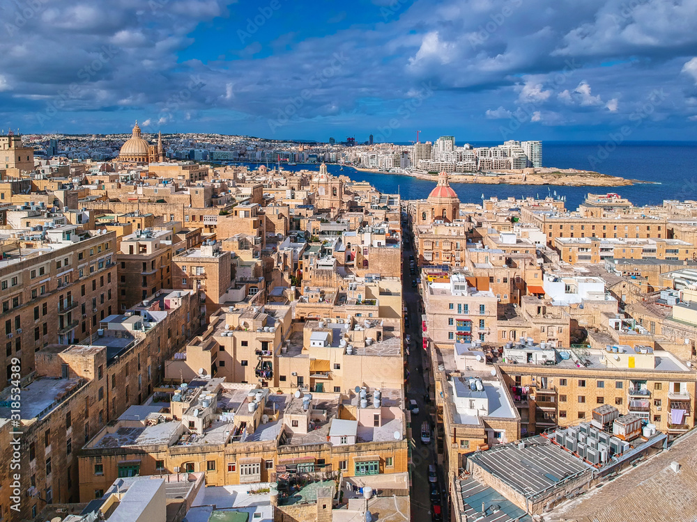 Naklejka premium Beautiful architecture in Valletta, capital city of Malta