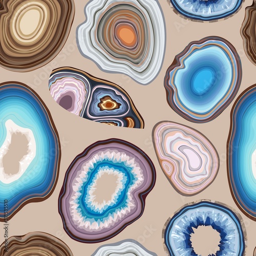 Vector seamless pattern with geode and agate cuts