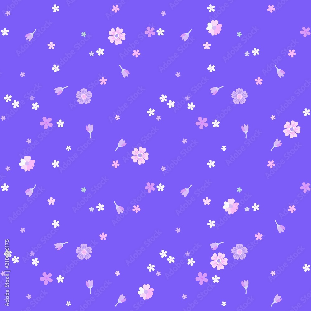 Cute seamless floral pattern with cute tiny flowers. Vector illustration. Print for fabric, textile, wrapping paper.