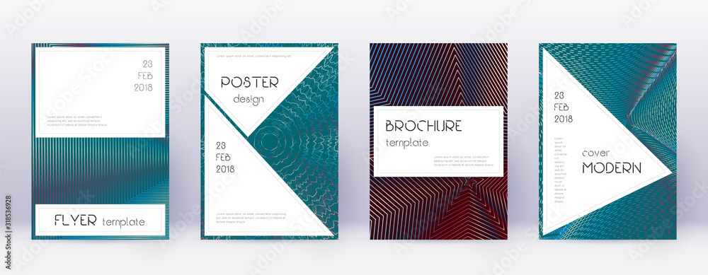 Stylish brochure design template set. Red abstract