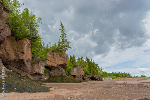 The Hopewell Rocks, commonlycalled the Flowerpots Rocks are rock formations caused by tidal erosion in The Hopewell Rocks Ocean Tidal Exploration Site in New Brunswick, Canada.