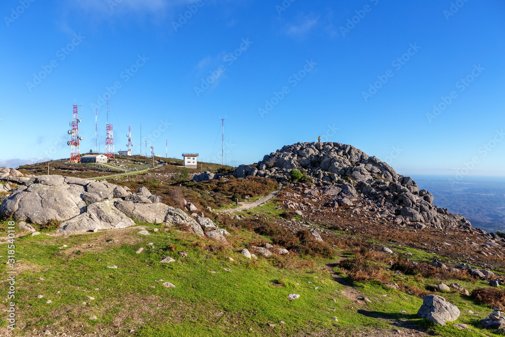 Fototapeta premium Tower broadcasts a television and an Internet signal on Mount Foia. Portugal Algarve