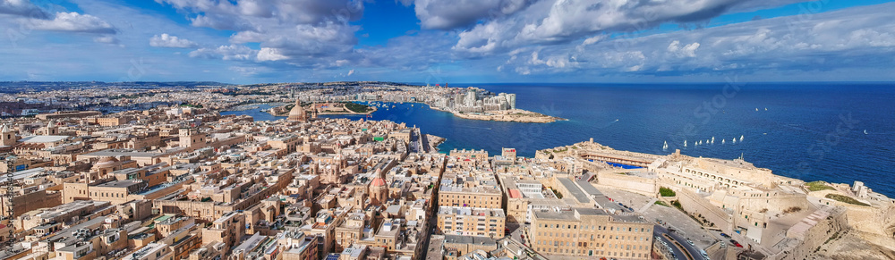 Panorama of Valletta with amazing architecture, capital city of Malta