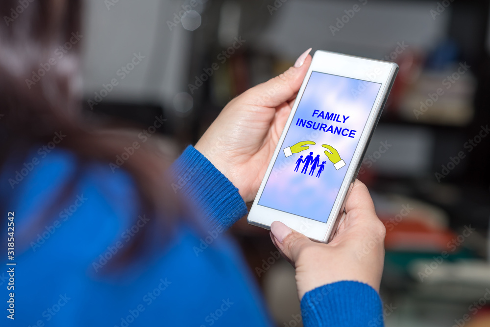 Family protection concept on a smartphone