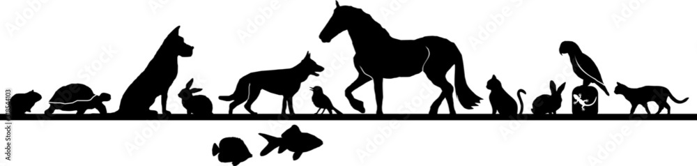 Animal Pets Set Silhouette Outline Animal Pets Set Silhouette Outline