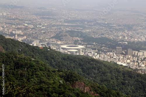Aerial view of Maracana Stadium in Rio De Janeiro, Brazil landscape