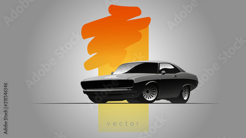 Abstract muscle car in vector
