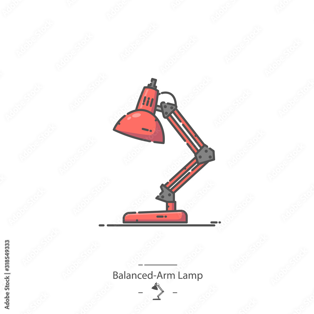 Fototapeta premium Red Balanced Arm Lamp - Line color icon