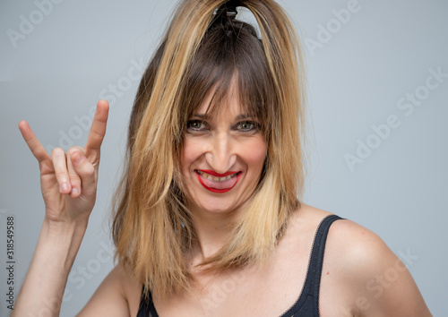 Pretty woman posing with black lingerie