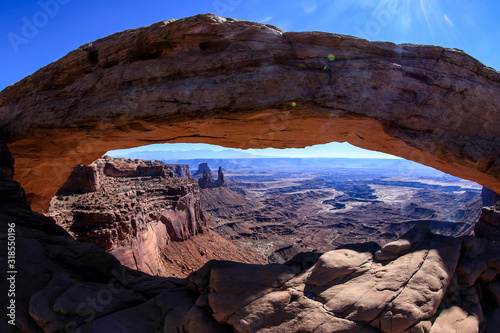 View to the Mesa Arch, Island in the Sky district, Canyonlands National Park, USA